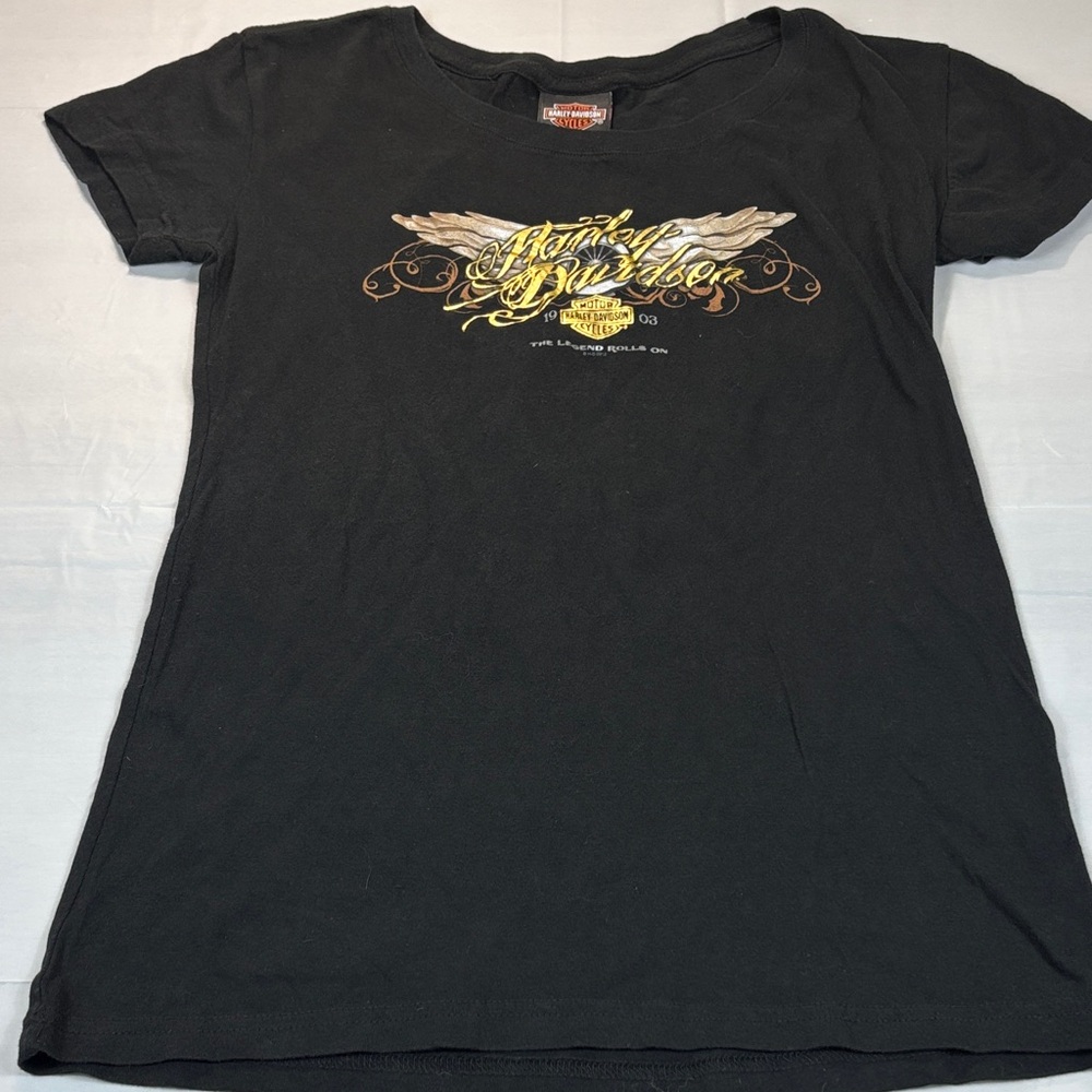 HARLEY-DAVIDSON T Shirt with Gold and Silver Wings